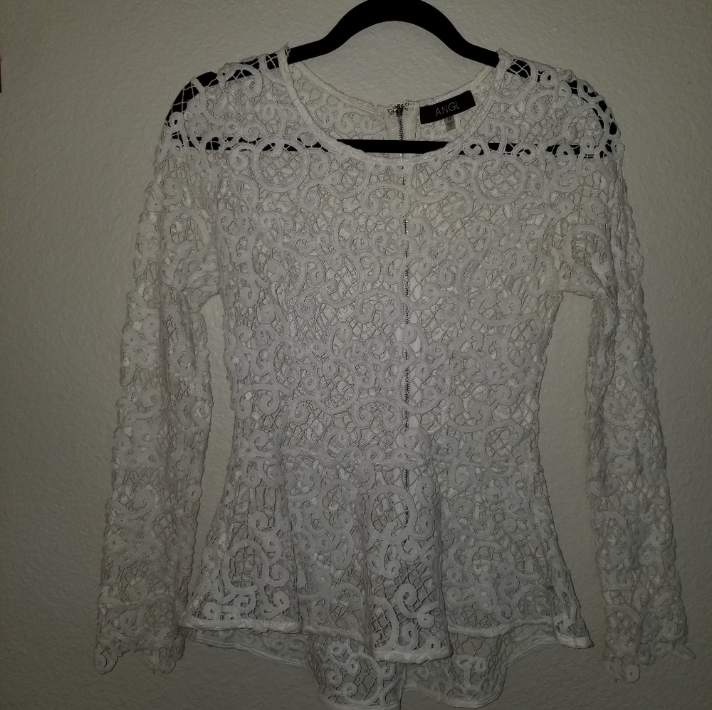 White Lace Peplum Top